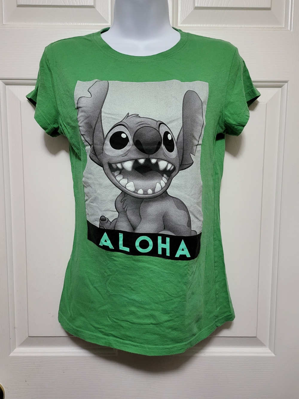 Womens Disney Green Stitch 'Aloha' Short Sleeve Tee